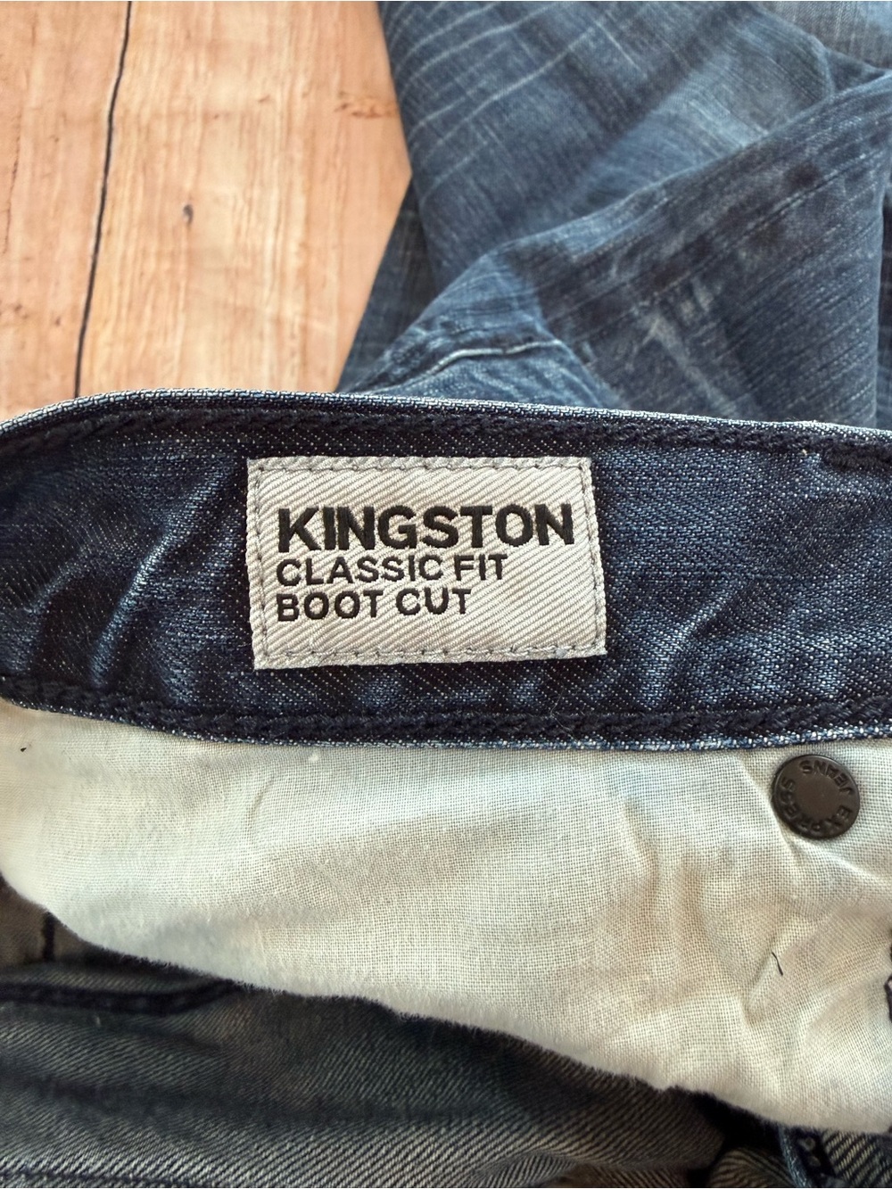 Express Kingston Classic Fit Regular Rise Bootcut Dark Wash Denim Jeans 34X30 - Picture 11 of 12